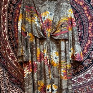 Floral Brown and Yellow Kantha Bae Spellbound Kimono
